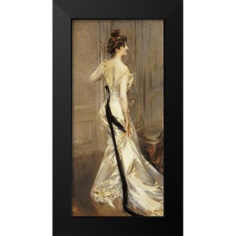 The Black Sash Black Modern Wood Framed Art Print by Boldini, Giovanni