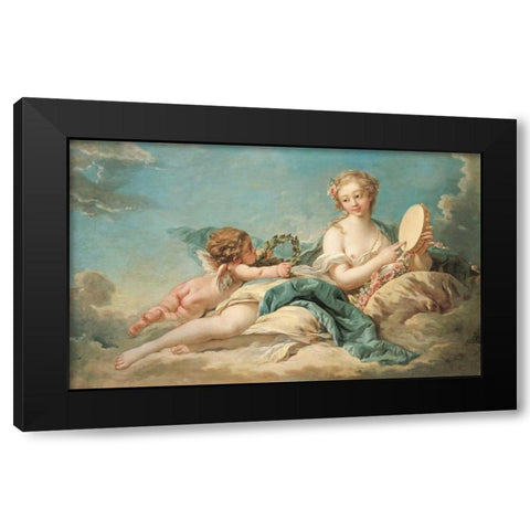 Clio, The Muse of History and Song Black Modern Wood Framed Art Print by Boucher, Francois