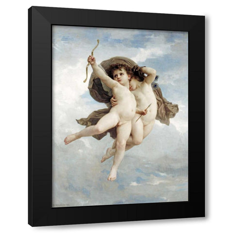 LAmour Vainqueur Black Modern Wood Framed Art Print with Double Matting by Bouguereau, William-Adolphe