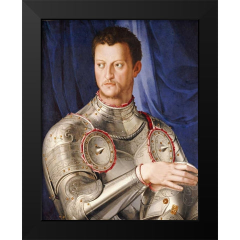 Portrait of Duke Cosimo I De Medici Black Modern Wood Framed Art Print by Bronzino, Agnolo