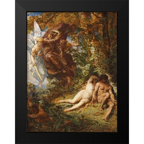 Expulsion From Paradise Black Modern Wood Framed Art Print by Cabanel, Alexandre