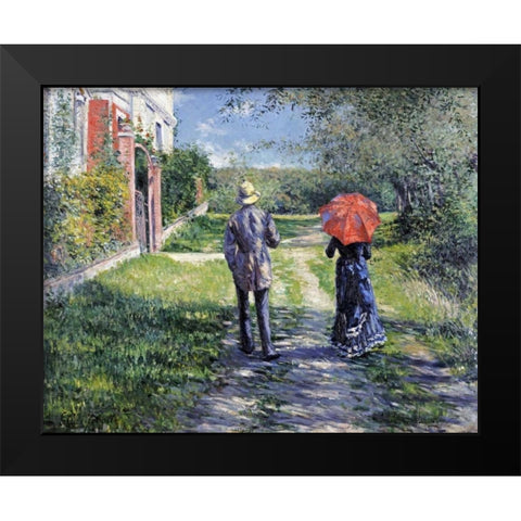 The Path Uphill Black Modern Wood Framed Art Print by Caillebotte, Gustave