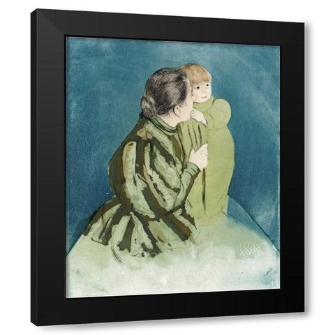 Peasant Mother and Child Black Modern Wood Framed Art Print with Double Matting by Cassatt, Mary