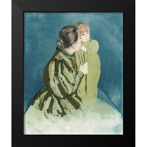 Peasant Mother and Child Black Modern Wood Framed Art Print by Cassatt, Mary