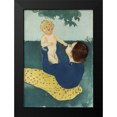 Under The Horse Chestnut Tree Black Modern Wood Framed Art Print by Cassatt, Mary