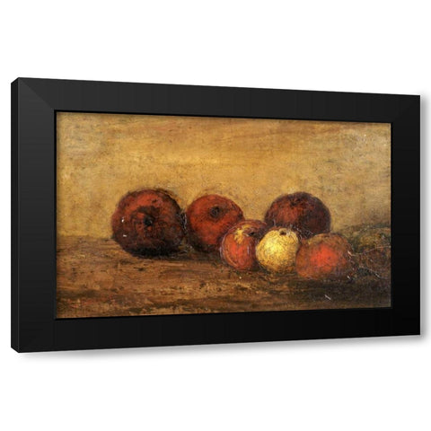 Apples Black Modern Wood Framed Art Print by Courbet, Gustave