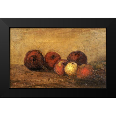 Apples Black Modern Wood Framed Art Print by Courbet, Gustave