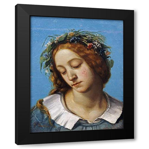 Ophelia (La Fiancee de La Mort) Black Modern Wood Framed Art Print with Double Matting by Courbet, Gustave