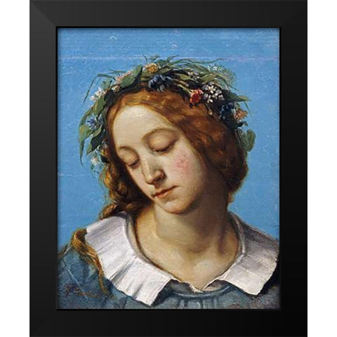Ophelia (La Fiancee de La Mort) Black Modern Wood Framed Art Print by Courbet, Gustave