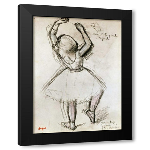 Backview of a Dancer Black Modern Wood Framed Art Print by Degas, Edgar