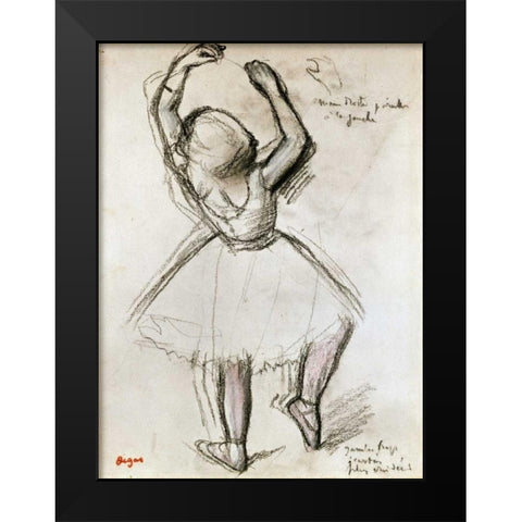 Backview of a Dancer Black Modern Wood Framed Art Print by Degas, Edgar