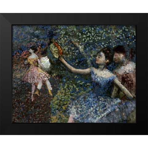 Dancer With a Tambourine Black Modern Wood Framed Art Print by Degas, Edgar