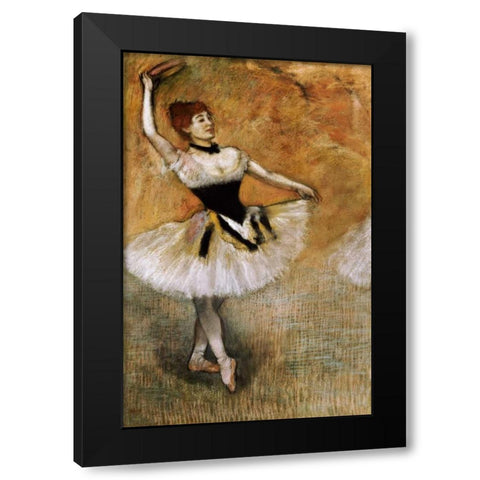 Dancer With a Tambourine Black Modern Wood Framed Art Print by Degas, Edgar