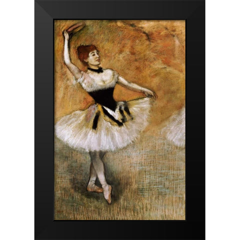 Dancer With a Tambourine Black Modern Wood Framed Art Print by Degas, Edgar