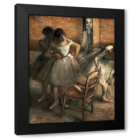 Dancers Black Modern Wood Framed Art Print with Double Matting by Degas, Edgar