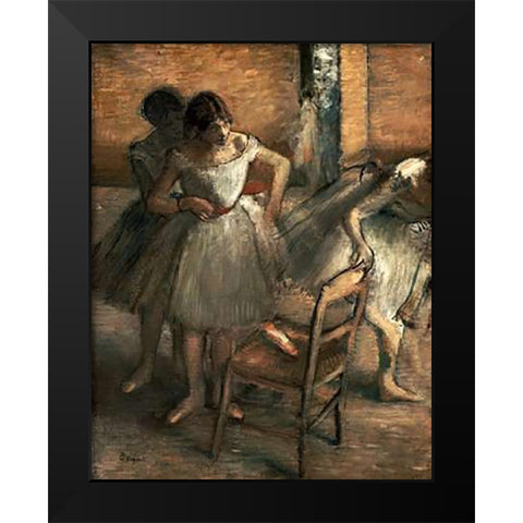 Dancers Black Modern Wood Framed Art Print by Degas, Edgar