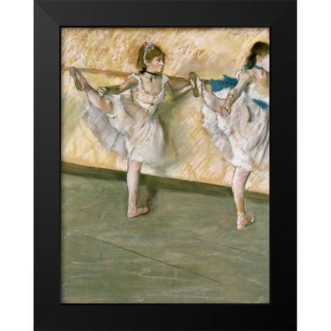 Dancers at The Bar Black Modern Wood Framed Art Print by Degas, Edgar