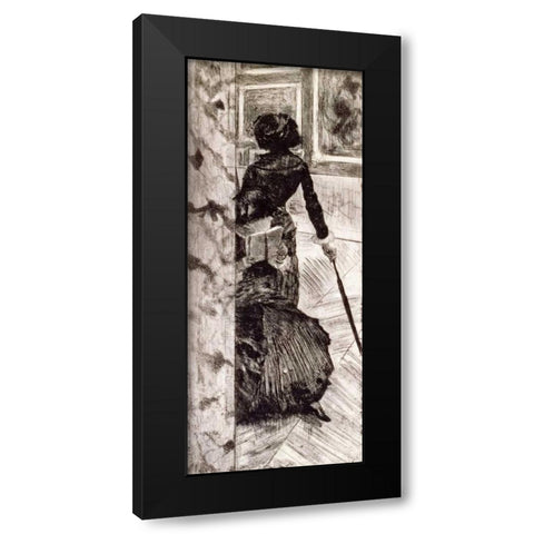 Mary Cassatt at the Louvre Black Modern Wood Framed Art Print by Degas, Edgar