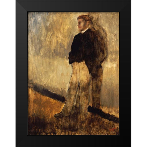 Portrait of a Man Black Modern Wood Framed Art Print by Degas, Edgar