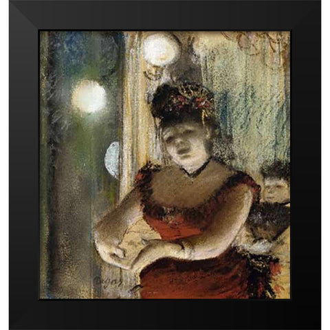 Singer In a Cafe Black Modern Wood Framed Art Print by Degas, Edgar