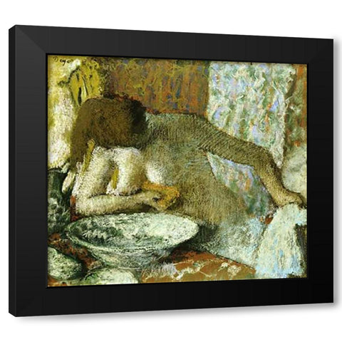 Woman at Her Toilet Black Modern Wood Framed Art Print by Degas, Edgar