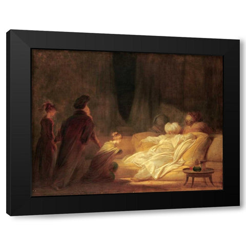 Le Pacha Black Modern Wood Framed Art Print with Double Matting by Fragonard, Jean Honore