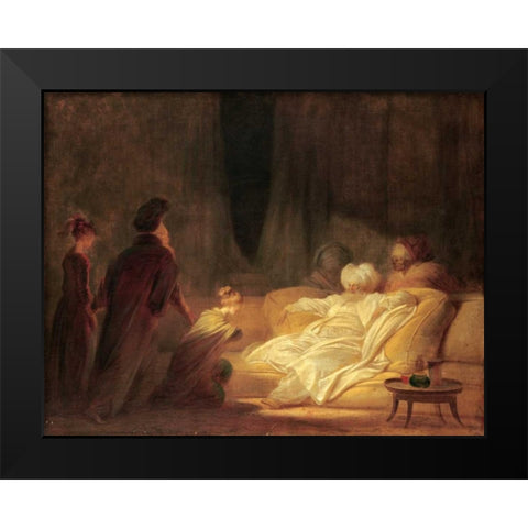 Le Pacha Black Modern Wood Framed Art Print by Fragonard, Jean Honore