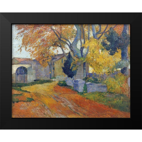LAllee Des Alyscamps Black Modern Wood Framed Art Print by Gauguin, Paul
