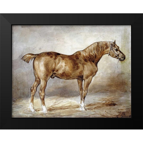 Cheval a LEcurie Black Modern Wood Framed Art Print by Gericault, Theodore