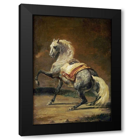 Dappled Grey Horse Black Modern Wood Framed Art Print with Double Matting by Gericault, Theodore