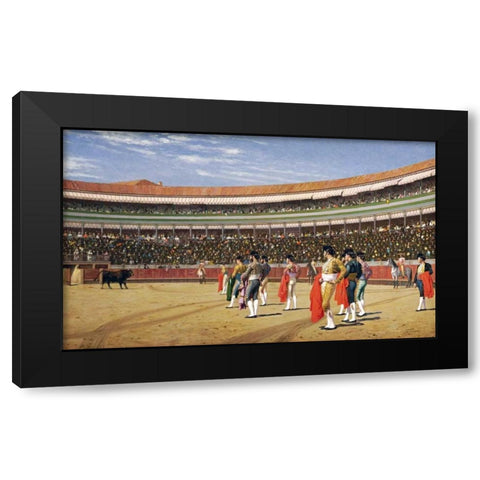 The Entry of The Bull Black Modern Wood Framed Art Print with Double Matting by Gerome, Jean Leon