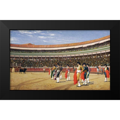 The Entry of The Bull Black Modern Wood Framed Art Print by Gerome, Jean Leon