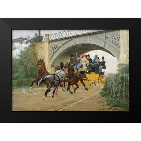 Startled By Steam Black Modern Wood Framed Art Print by Goubie, Jean Richard
