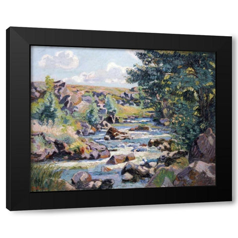 Pontgibaud Countryside Black Modern Wood Framed Art Print with Double Matting by Guillaumin, Armand