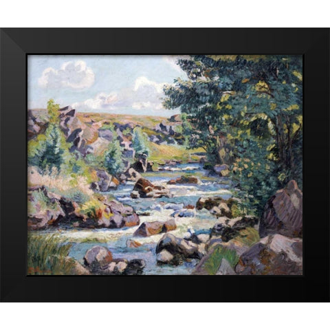 Pontgibaud Countryside Black Modern Wood Framed Art Print by Guillaumin, Armand