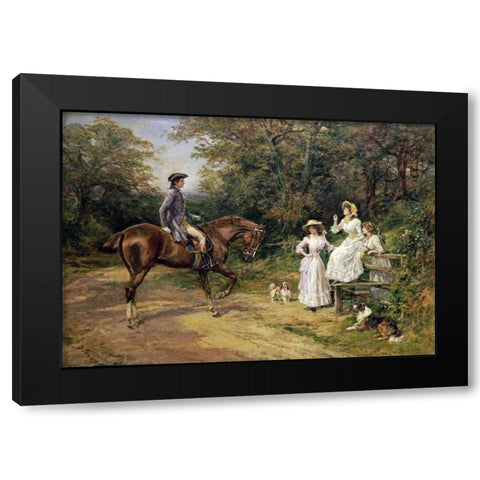 A Meeting By The Stile Black Modern Wood Framed Art Print with Double Matting by Hardy, Heywood