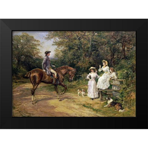 A Meeting By The Stile Black Modern Wood Framed Art Print by Hardy, Heywood