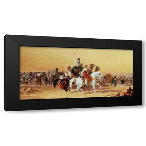 An Arab Caravan Black Modern Wood Framed Art Print with Double Matting by Herring, John Frederick