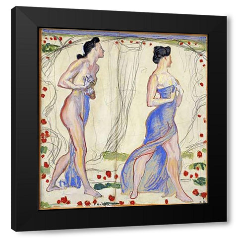 Die Cempfindung I: Study Black Modern Wood Framed Art Print by Hodler, Ferdinand