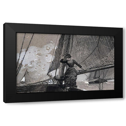 Yachting Girl Black Modern Wood Framed Art Print by Homer, Winslow