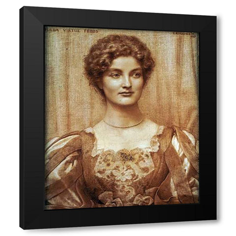 Portrait of Hilda Virtue Tebbs Black Modern Wood Framed Art Print by Hughes, Edward Robert