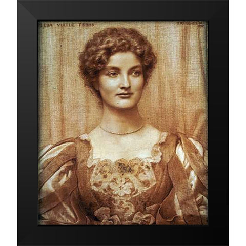 Portrait of Hilda Virtue Tebbs Black Modern Wood Framed Art Print by Hughes, Edward Robert