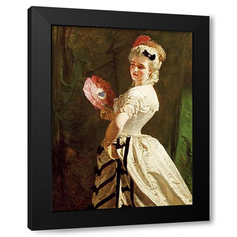 The Flirt Black Modern Wood Framed Art Print by Johnston, Alexander