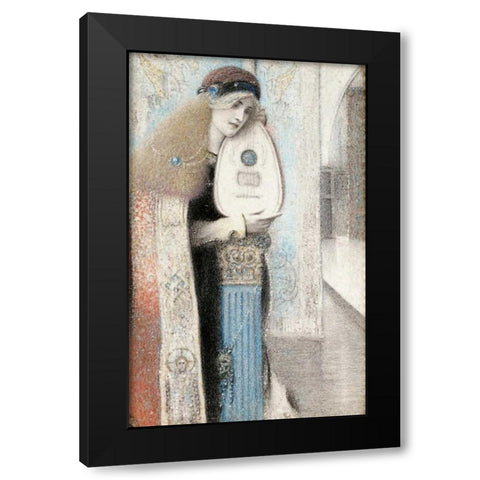 A Musician Black Modern Wood Framed Art Print with Double Matting by Khnopff, Fernand