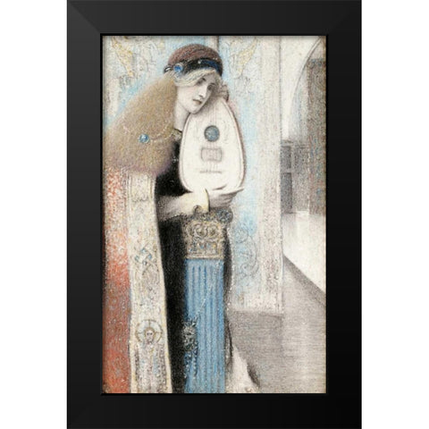 A Musician Black Modern Wood Framed Art Print by Khnopff, Fernand
