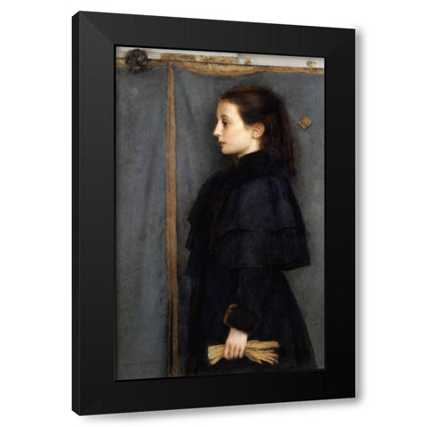 Portrait of Jeanne De Bauer Black Modern Wood Framed Art Print with Double Matting by Khnopff, Fernand