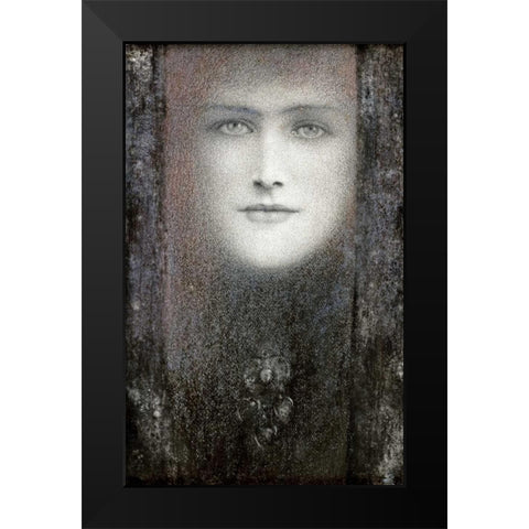 The Mask, with a Black Curtain Black Modern Wood Framed Art Print by Khnopff, Fernand