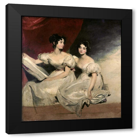 A Double Portrait of The Fullerton Sisters Black Modern Wood Framed Art Print by Lawrence, Sir Thomas