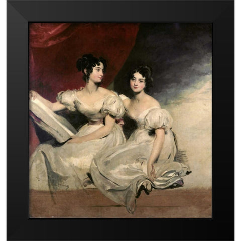 A Double Portrait of The Fullerton Sisters Black Modern Wood Framed Art Print by Lawrence, Sir Thomas