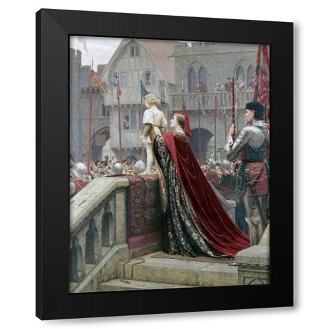 A Little Prince Likely In Time To Bless a Royal Throne Black Modern Wood Framed Art Print with Double Matting by Leighton, Edmund Blair